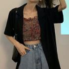Elbow-sleeve Blazer / Floral Print Camisole Top
