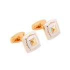 Simple Fashion Golden Geometric Square Cufflinks Silver - One Size