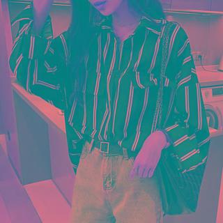 Striped Pocket Detail Oversized Shirt