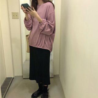 Plain Pullover / Midi Knit Skirt