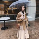 Faux Leather Shearling Panel Coat