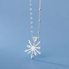 Snowflake Rhinestone Pendant Sterling Silver Necklace Silver - One Size