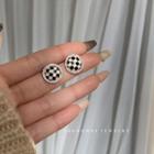 Checker Rhinestone Alloy Earring 1 Pair - Black & White - One Size