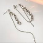 Chain Alloy Earring 1 Pair - 925 Silver Needle - Silver - One Size