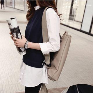 Mock Two Piece Band Collar Shirt