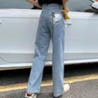 Sequined Wide-leg Jeans