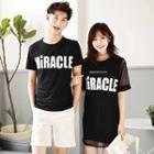 Couple Matching Lettering Short-sleeve T-shirt / Set: Lettering Short-sleeve Mesh Dress + Tank Dress