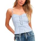 Striped Lace-up Cropped Camisole Top