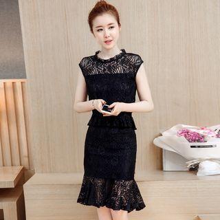 Set: Cap-sleeve Top + Lace Pencil Skirt