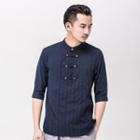 Chinese-style Frog-button Elbow-sleeved T-shirt