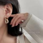 Rhinestone Faux Pearl Geometric Drop Earring 1 Pair - White Faux Pearl - Gold - One Size