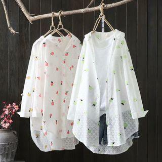 Long-sleeve Print Medium Long Jacket