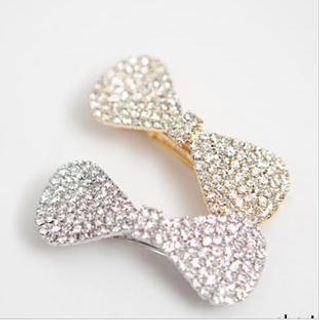 Bow Rhinestone Alloy Hair Clip
