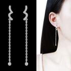 Rhinestone Dangle Earring 1 Pair - Sterling Silver Stud - Silver - One Size