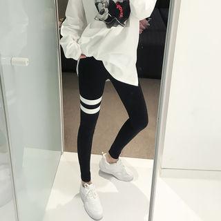 Contrast-trim Napped Leggings