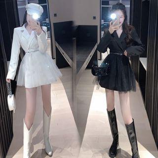 Blazer Dress With Detachable Mesh Layer