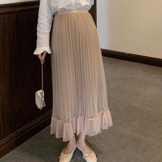 Glitter High-waist A-line Pleated Skirt