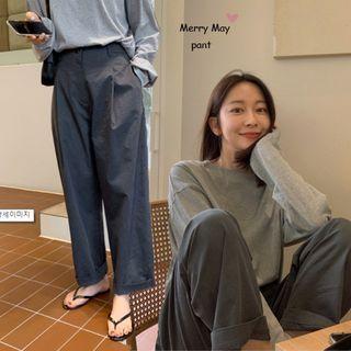 Balloon-sleeve T-shirt / Straight Leg Pants