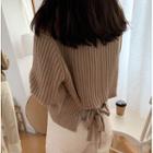 Circle Tie-neck Long-sleeve Knit Top