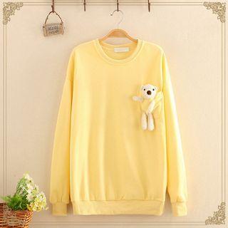 Bear Applique Round-neck Pullover