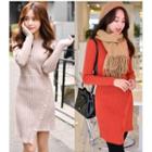 Button Detail Long-sleeve Knit Dress