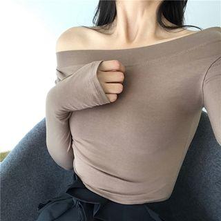 Off-shoulder Plain Tee