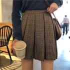 Gingham Pleated A-line Skirt