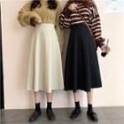 Plain Buttoned A-line Midi Skirt