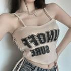 Lettering Lace-up Camisole Top