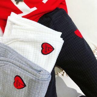 Heart Embroidered Straight Leg Pants