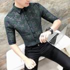 Lace Elbow-sleeve Shirt