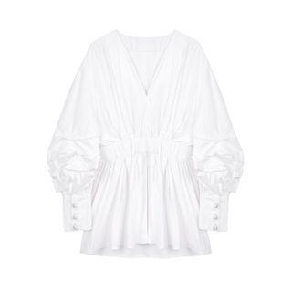 Plain Puff Sleeve Blouse / Corset Belt