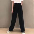 High Waist Wide Leg Plain Pants