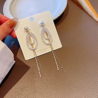 Faux Pearl Fringed Earring 1 Pair - E3044 - Gold - One Size