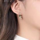 Retro Flower Rhinestone Dangle Earring 1 Pair - Green & Gold - One Size