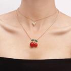 Heart Cherry Layered Necklace Gold - One Size