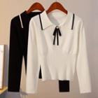 Ribbon Knit Polo Shirt