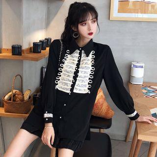 Long-sleeve Blouse Black - One Size