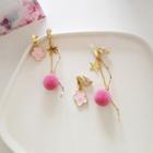 Non-matching Flower Star & Bobble Dangle Earring