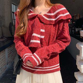 Sailor Collar Cable-knit Sweater