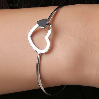 Alloy Heart Open Bangle 10459 - 01 - White Gold - One Size