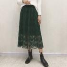 Pleated Midi Lace Skirt