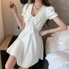 Short-sleeve Bow Front A-line Dress