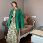 Snake Print Long-sleeve Loose-fit Dress As Figure - One Size