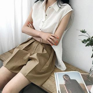 Sleeveless Linen Blend Shirt