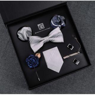 Set: Neck Tie + Bow Tie + Pocket Square + Tie Clip + Cufflink + Lapel Pin