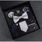 Set: Neck Tie + Bow Tie + Pocket Square + Tie Clip + Cufflink + Lapel Pin