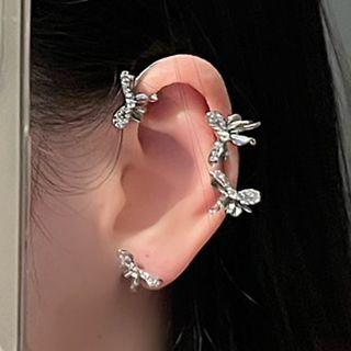 Butterfly Alloy Cuff Earring 1pc - Right Ear - Silver - One Size