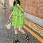 Irregular Loose-fit Short-sleeve Shirtdress