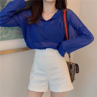 Long-sleeve Hooded Top / Plain Shorts